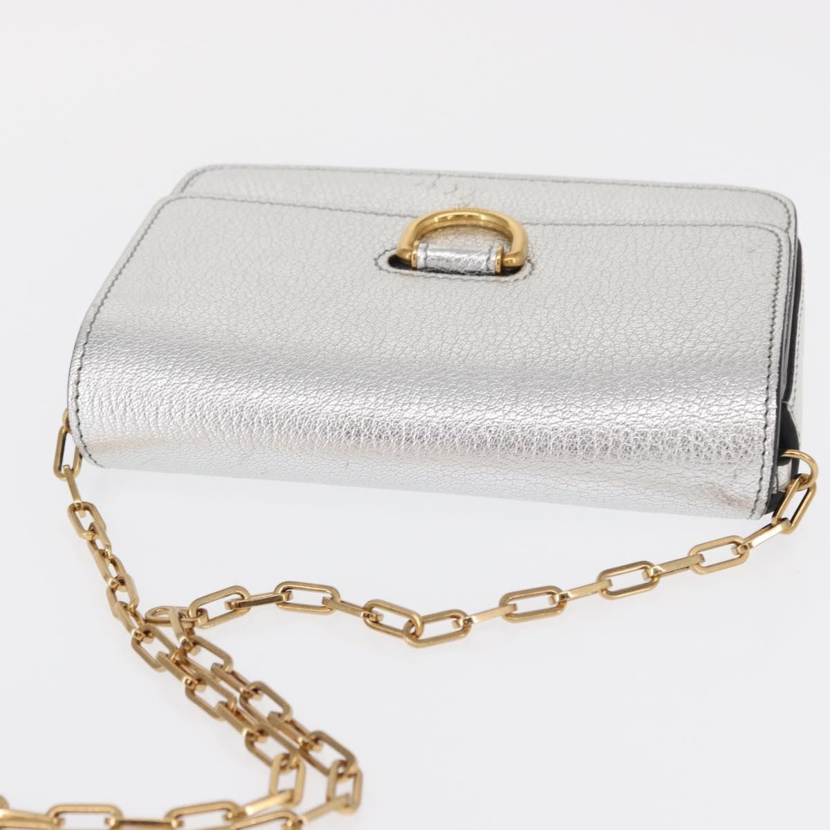 BURBERRY Chain Shoulder Bag Leather Gold Silver Auth ka1604M image 6