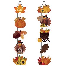 2 Sets Fall Thanksgiving Decorations Thanksgiving Porch Banner Door Sign Fall...