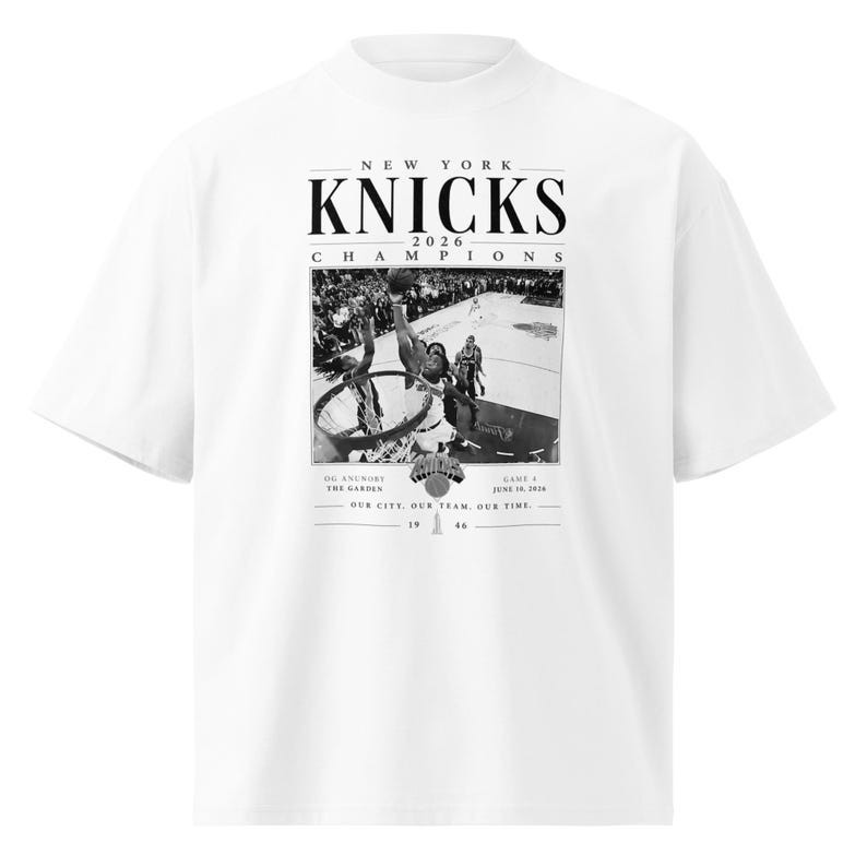 Knicks 2026 Champions OG Anunoby | New York Knicks Oversized Basketball T-Shirt