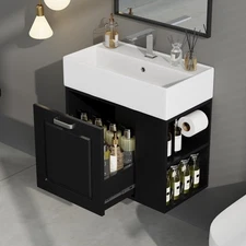 21.8" Bathroom Vanity w/Ceramic Sink Wall Mounted Storage Cabinet w/Drawer