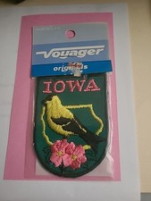 Voyager Pamiątka Naszywka Iowa Ptak i Kwiat Vintage NIP