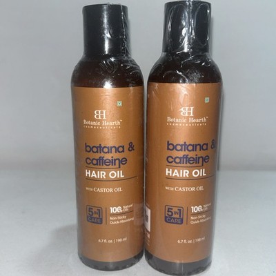 2 Sealed Botanic Hearth Batana & Caffeine Hair Oil With Castor Oil, 6.7 Oz Each 