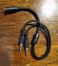 3.5mm AUX Splitter Cable 1 Female to 2 Male 6in Black Braided