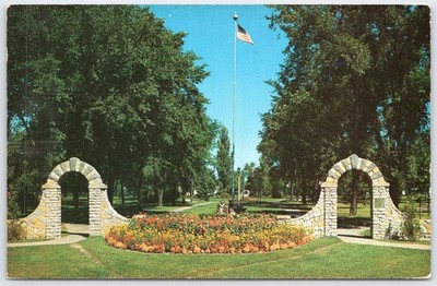 Vintage 1955 Gregory Park Entrance Brainerd Minnesota Postcard