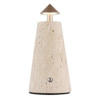 Tischleuchte Leselampe Beistelllampe Travertin Stein Grau Led Touchdimmer H 25Cm
