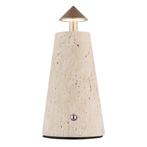 Tischleuchte Leselampe Beistelllampe Travertin Stein Grau Led Touchdimmer H 25Cm-image