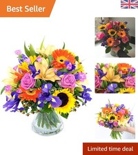 Personalized Fresh Flower Bouquet with Sunflowers, Lilies & Roses Delivered