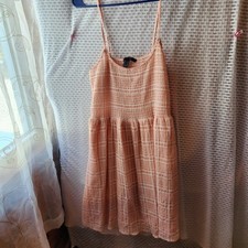 Forever 21 Peach Plaid Sleeveless Scoop Neck Short A-Line Dress XL
