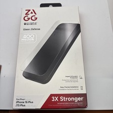 ZAGG glass/defense tempered glass screen protector iPhone 16 Plus/15 Plus