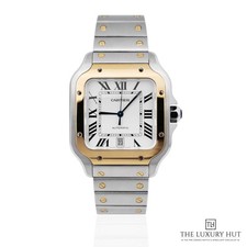Cartier Santos De Cartier W2SA0006, With Box Steel & Gold 39.8mm Silver Roman...