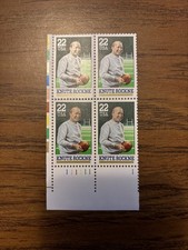 1988 22c Knute Rockne Mint Stamp Plate Block #2376
