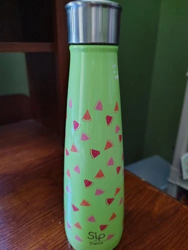 Sip By Swell 15 Ounces Lime Green W/ Watermelons- Insulated Bottle NEW!