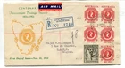 Australia 1953 Tasmanian Postage Stamp Centenary 3d. (x5) on illustrated f.d.c.