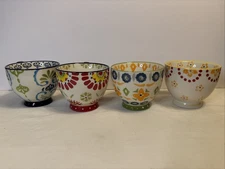 Bohemian Style 15oz Ceramic Colorful Pedestal Coffee Mugs Set of 4