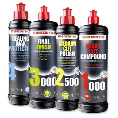 MENZERNA Politur Set 1000 2500 3000 mit Sealing Wax Protection 4x250ml