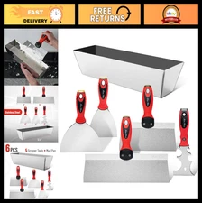 6-Piece Drywall Knife Set - Finishing Tools, Mud Pan & Spackle Tool - Great Gift