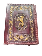 Vintage Leather Embossed Lion Gilt Hand Tooled Book Cover House of Lannister