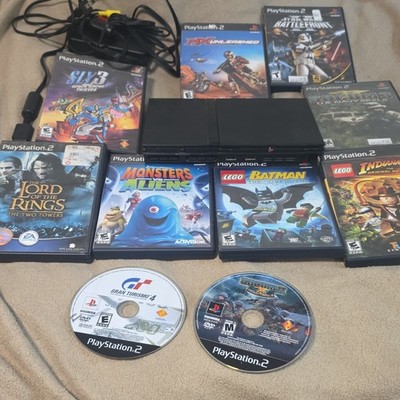 Sony PlayStation 2 Slim PS2 Console Bundle w/ A/V Cable, 10 Games Star Wars LEGO
