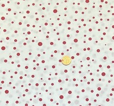 Tossed Multi-Sized Red Polka Dots on White Fabric, Fat Quarter Red Dots, FQ