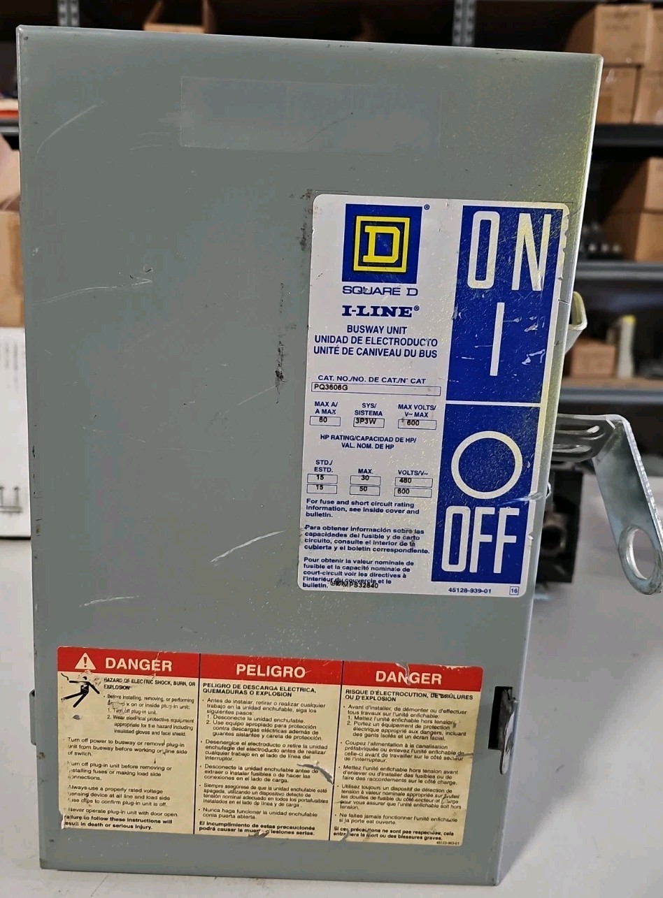 1) Square D PQ3606G I-Line Busway Switch 60A 3-Pole 3W 600V Fused