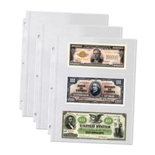 Binder Currency Sleeves for Collectors -  , Acid-Free 3-Pocket Clear 25 Pack