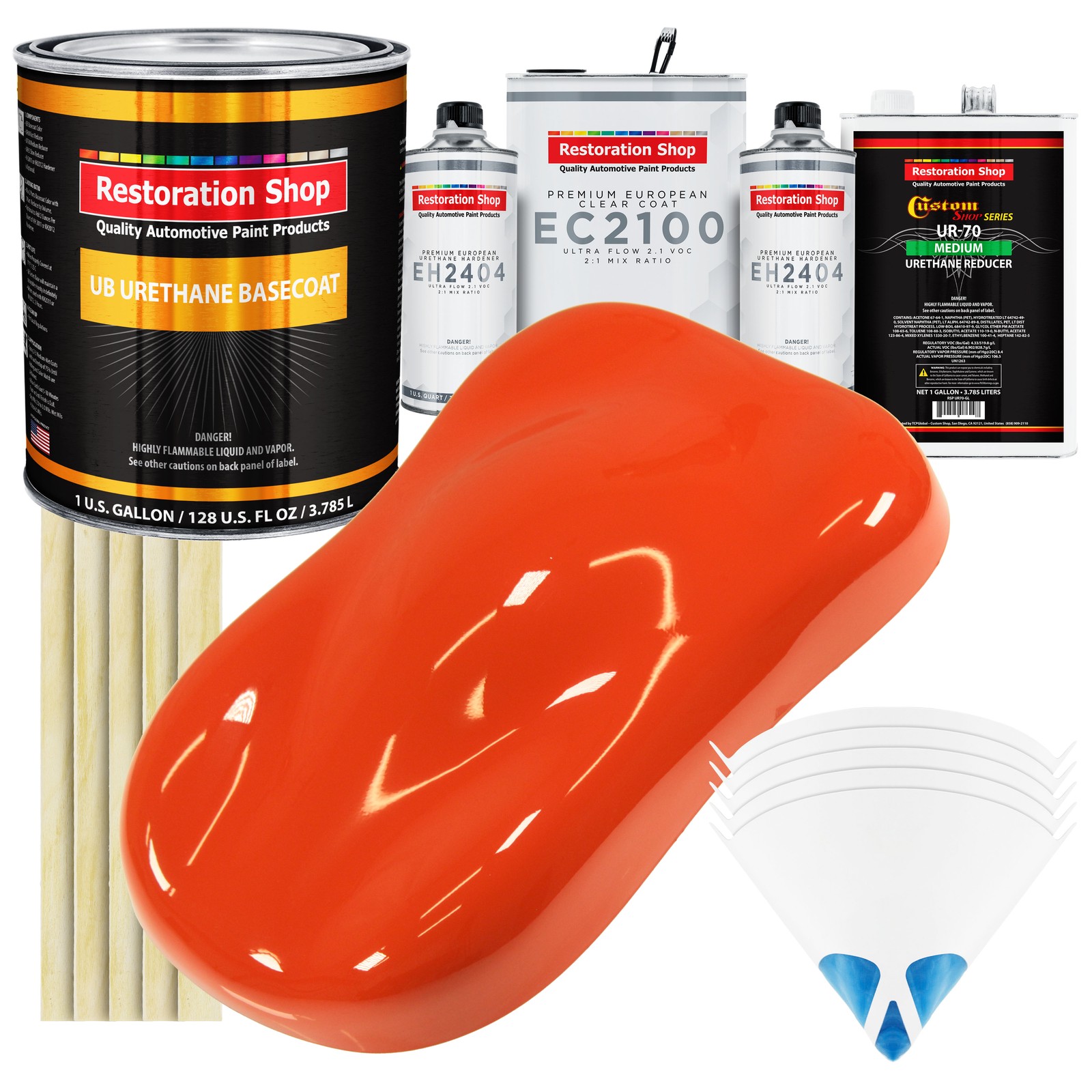 Charger Orange Urethane Basecoat Auto Paint Gallon Kit & European Clear Coat