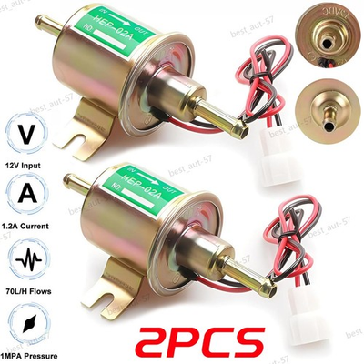 #ad HEP 02A Universal Fuel Pump 12V Electric Gas Diesel Inline Low Pressure 3 6PSI $12.79