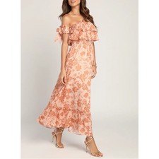 Lulus Love & Blooms Off The Shoulder Dress Womens Large Blush Floral Print Lined