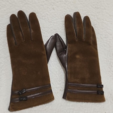 Brown Gloves Women Stylish Bow Design 10" Made In Japan Pre Owned Small/Med sz B