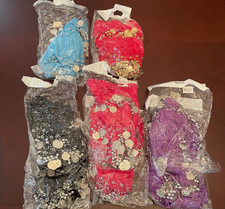 Lot of Eight Belly Dance Hip Wrap Scarf Skirt Belt with Gold or Silver Coins