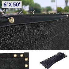 6' x 50' Black Fence Privacy Screen, Backyard Fabric Mesh Tarp Garden Windscreen