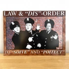 The Three Stooges “Law and Disorder” Metal Collector Sign Wall Decor Vintage