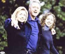 Hillary & Chelsea Clinton Signed 12x14 Photo w Bill ACOA