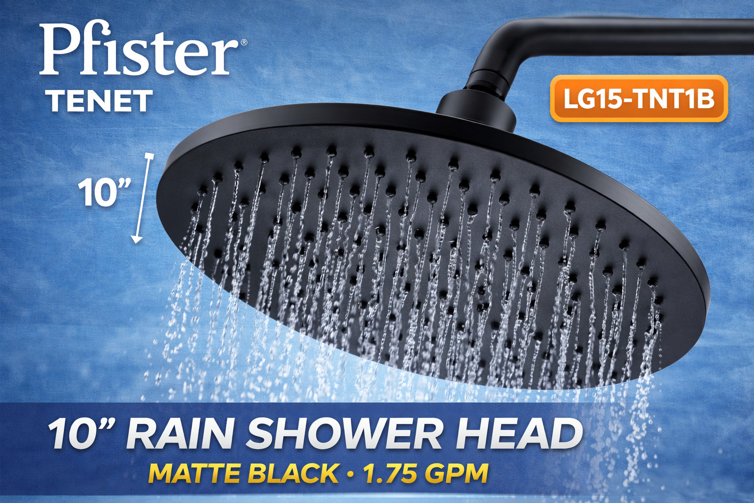 Pfister Tenet LG15-TNT1B 10" Rain Shower Head Matte Black 1.75 GPM