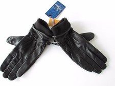 Edge Blue Women's M Black LEATHER Fleece Lined Cuffed Driving Winter Gloves