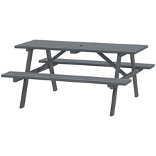 Outdoor Wooden Picnic Table Bench Garden Patio Pub Chair 4 Seats 150 cm Grey
