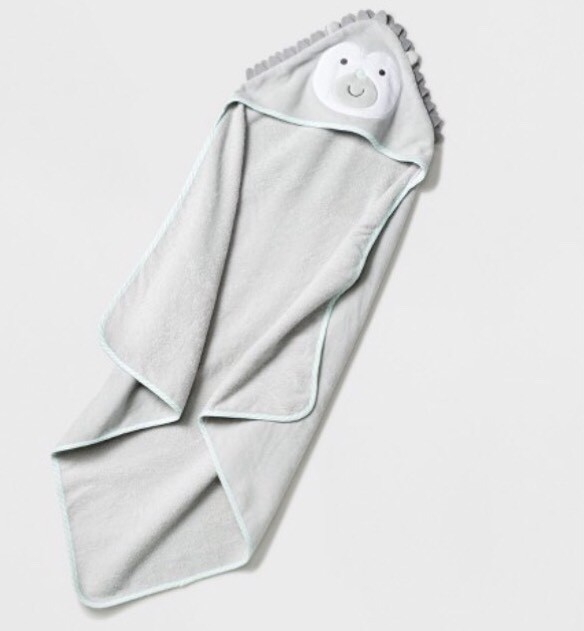 Cloud Island Baby Infant Hedgehog Hooded Towel Light Gray New-image
