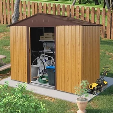 8x4 FT Outdoor Metal Storage Shed Tool Shed with Sliding Doors & Vent Backyard