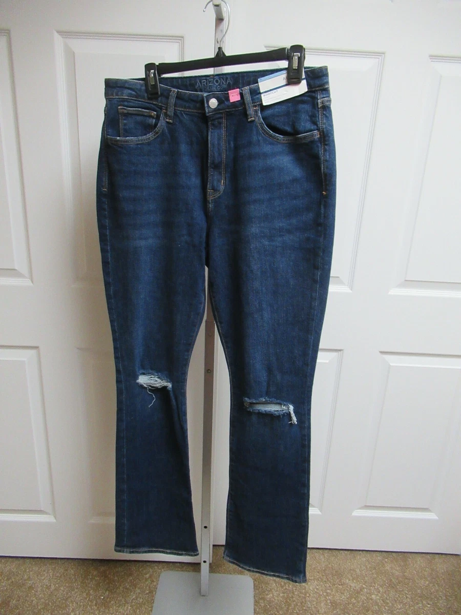 Arizona Jean Co. BOOTCUT Jeans Junior's Size 15 DARK WASH HI-RISE DISTRESS  NWT | eBay