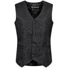 Mens Tailored Formal Waistcoat Gothic Steampunk Brocade Victorian