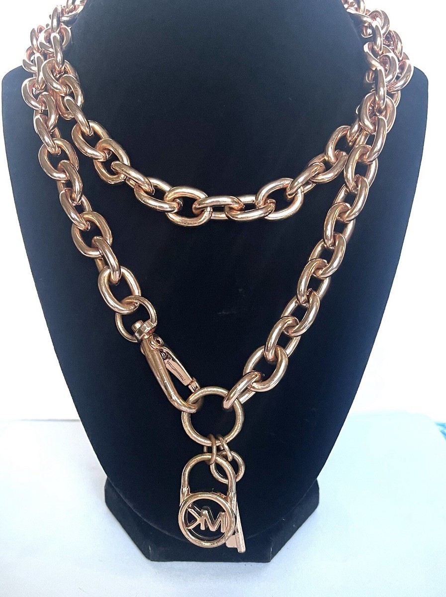 Michael Kors Stainless Steel Chain Fashion Necklace Rose Color