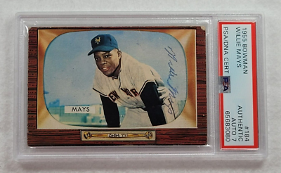 rare bowman baseball cards Rare 1955 WILLIE MAYS Signed Bowman Baseball Card-PLAYING DAYS  SIGNATURE-PSA