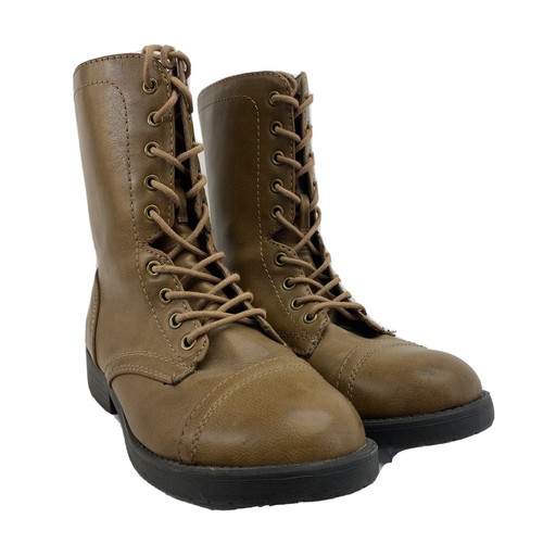 Red Plaid Lining Combat Boots Zip Up 