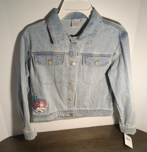 Disney 's The Little Mermaid Jean Jacket Girls Button Up Blue Denim New w/tags