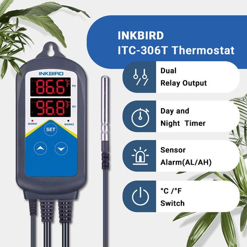Digital Thermostat Temperature Controller ITC-306T Dual Heat Socket Pet Breeding