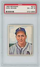 1950 Bowman #213 Carl Scheib PSA 6 Philadelphia A's Athletics Baseball Card