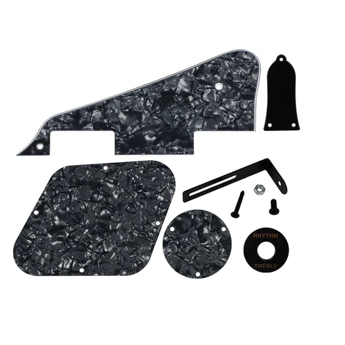 FLEOR 4Ply Black Pearl Pickguard Back Plate Screws Set & Switch Ring & Truss ...