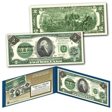 1862 Alexander HAMILTON Civil War Treasury Two-Dollar Banknote on UNC New $2