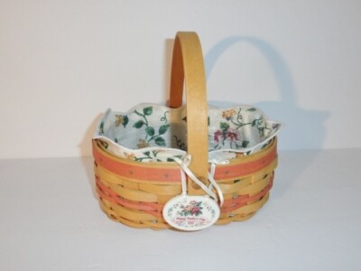 Longaberger 1999 Tea for Two Mothers Day Basket w/ Liner, Protector and Tie-on
