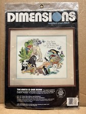 Dimensions The Earth Is Our Home Counted Cross Stitch Kit 3700 Vtg 1991 Sealed